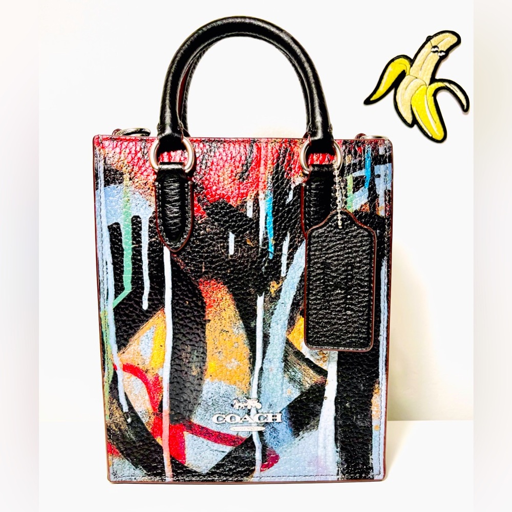 COACH NWT X Mint + Serf North South Mini Tote Leather Crossbody